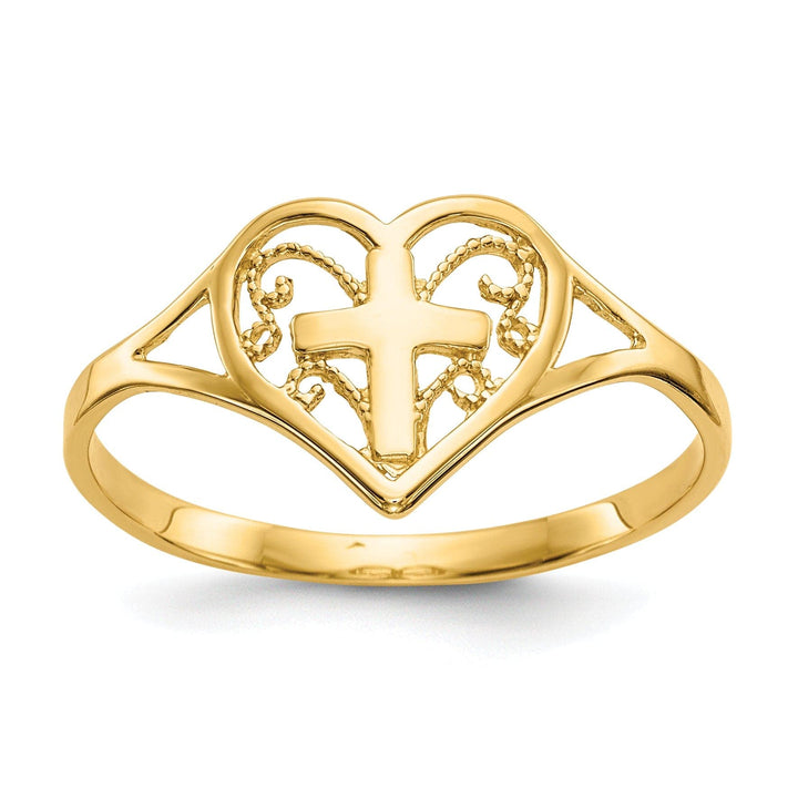 Lovely Rita's Ring 14kt yellow gold ladies heart with cross ring