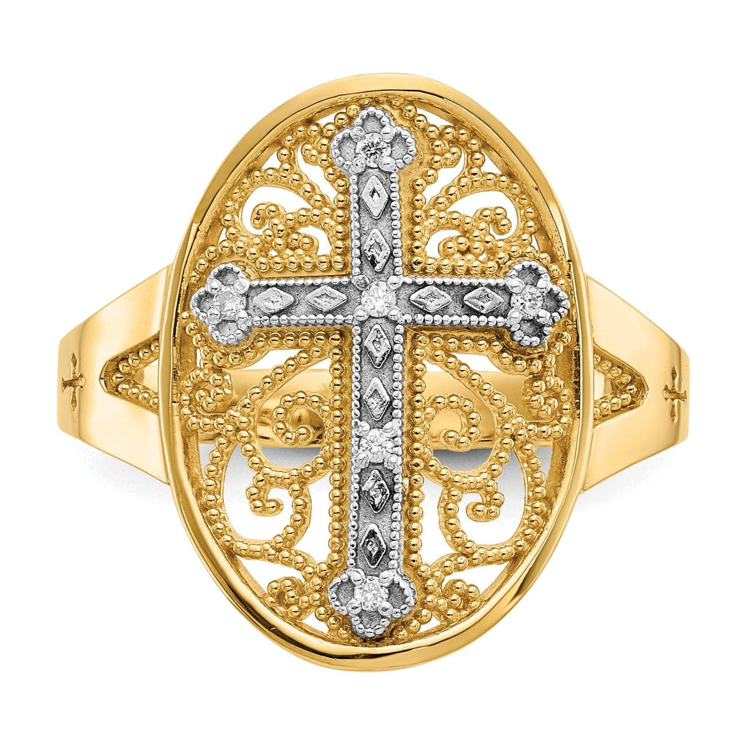 Lovely Rita's Ring 14kt yellow white gold filigree cross ring