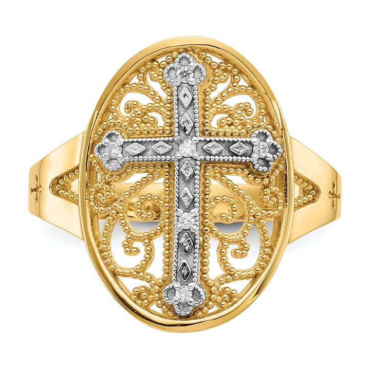 Lovely Rita's Ring 14kt yellow white gold filigree cross ring