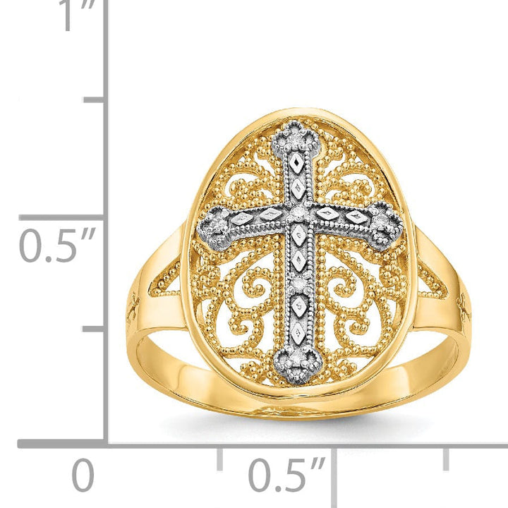 Lovely Rita's Ring 14kt yellow white gold filigree cross ring