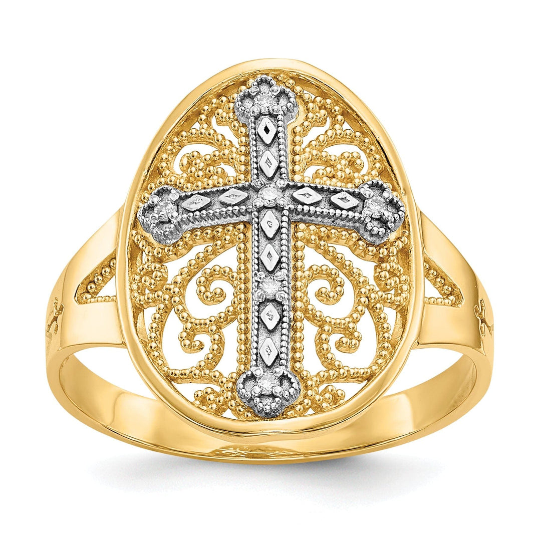 Lovely Rita's Ring 14kt yellow white gold filigree cross ring