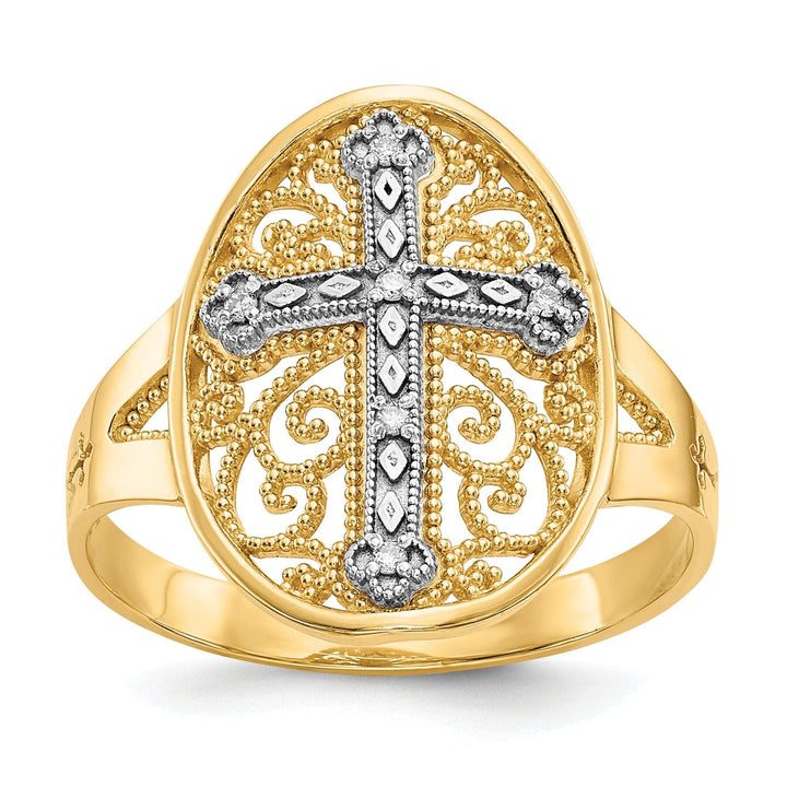 Lovely Rita's Ring 14kt yellow white gold filigree cross ring