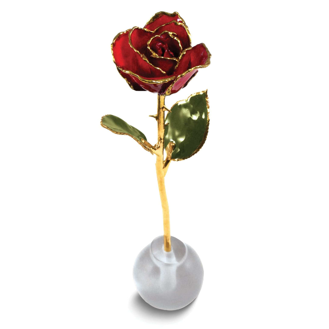 Lovely Rita's Ring 24k Gold Plated Trim Knob Stand Red Spring Rose