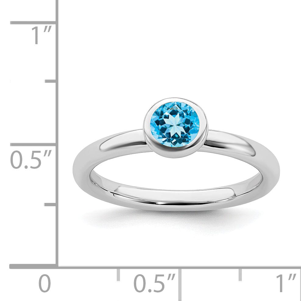 Stackable Expressions Ring 925 Sterling Silver Round Blue Topaz Ring