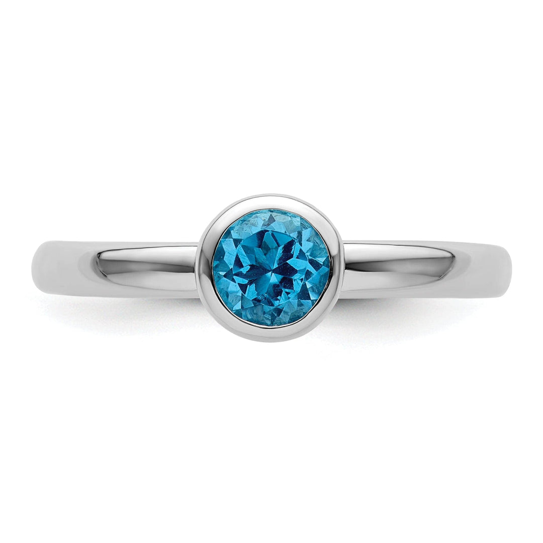 Stackable Expressions Ring 925 Sterling Silver Round Blue Topaz Ring