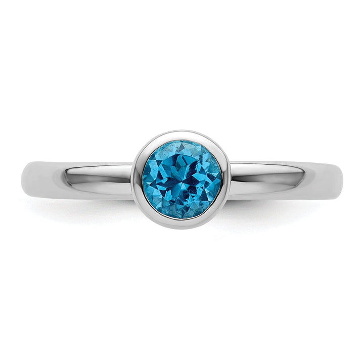 Stackable Expressions Ring 925 Sterling Silver Round Blue Topaz Ring