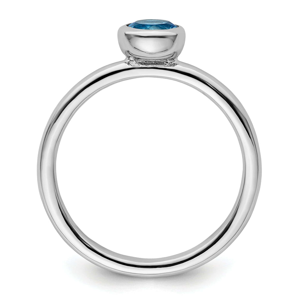 Stackable Expressions Ring 925 Sterling Silver Round Blue Topaz Ring