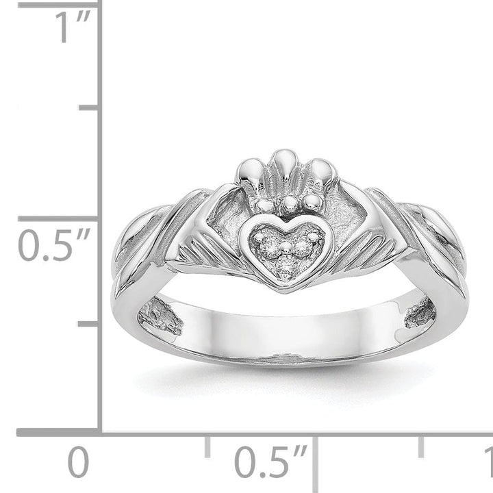 Lovely Rita's Ring Ladies diamond 14kt white gold claddagh ring