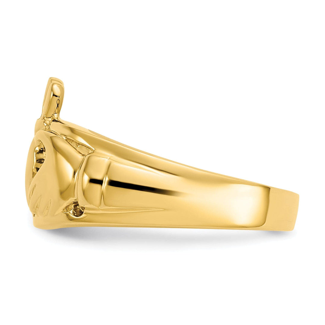 Lovely Rita's Ring Ladies polished 14kt yellow gold claddagh ring