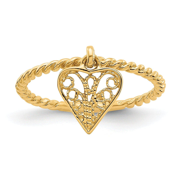 Lovely Rita's Ring Ladies Stock Size 5 Ring Are Refundable 14k Yellow Gold Dangle Heart Ring