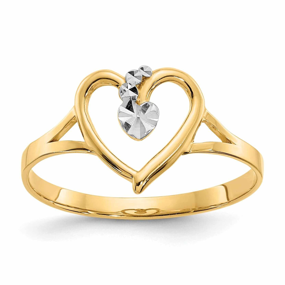 Lovely Rita's Ring Ladies Stock Size 6 Ring Are Refundable 14k Rhodium Yellow Gold Cut-Out Heart Ring