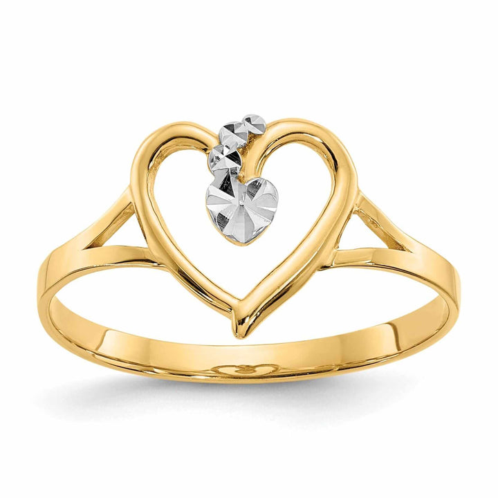 Lovely Rita's Ring Ladies Stock Size 6 Ring Are Refundable 14k Rhodium Yellow Gold Cut-Out Heart Ring