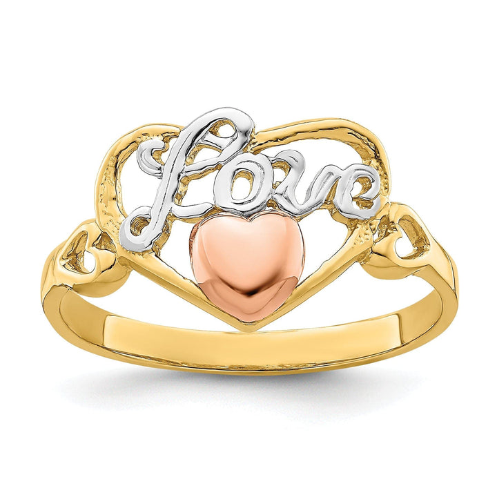 Lovely Rita's Ring Ladies Stock Size 6 Ring Are Refundable 14k Tri Color Gold Love Heart Ring
