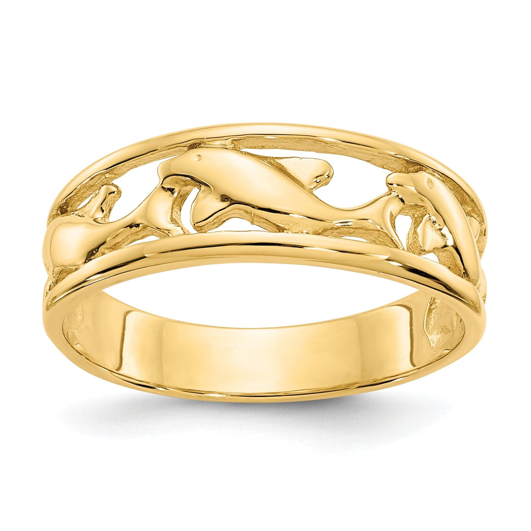 Lovely Rita's Ring Ladies Stock Size 6 Ring Are Refundable 14k Triple Dolphin Band Ring
