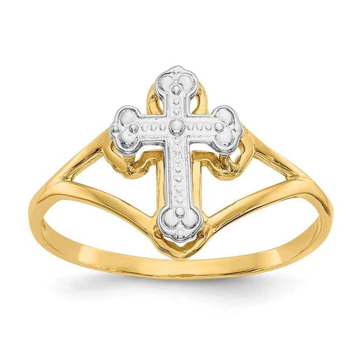 Lovely Rita's Ring Ladies Stock Size 6 Ring Are Refundable 14k Two Tone Gold Cross Ring