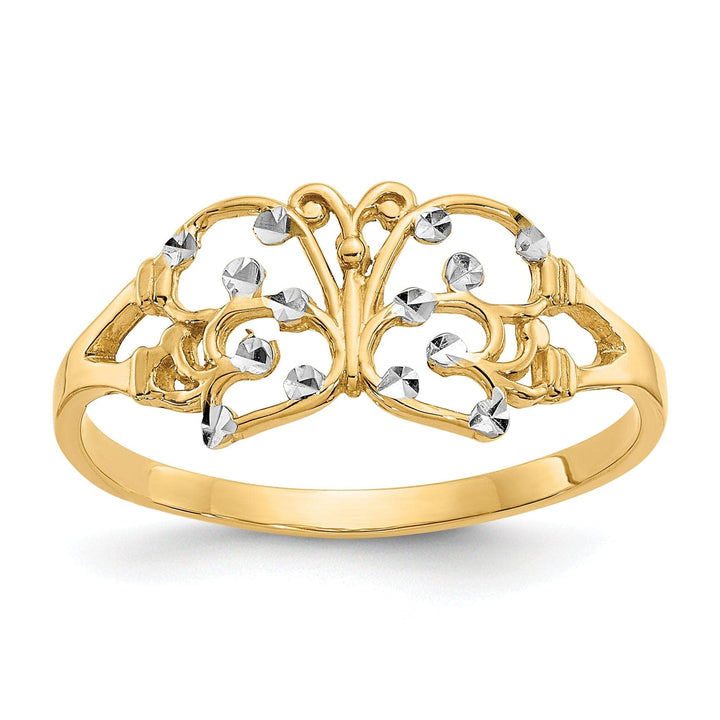 Lovely Rita's Ring Ladies Stock Size 6 Ring Are Refundable 14k Two Tone Gold Diamond Cut Butterfly Ring