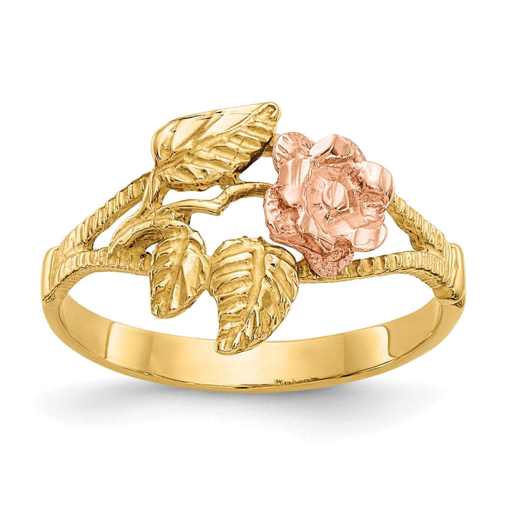 Lovely Rita's Ring Ladies Stock Size 6 Ring Are Refundable 14k Two Tone Gold Diamond Cut Rose Ring