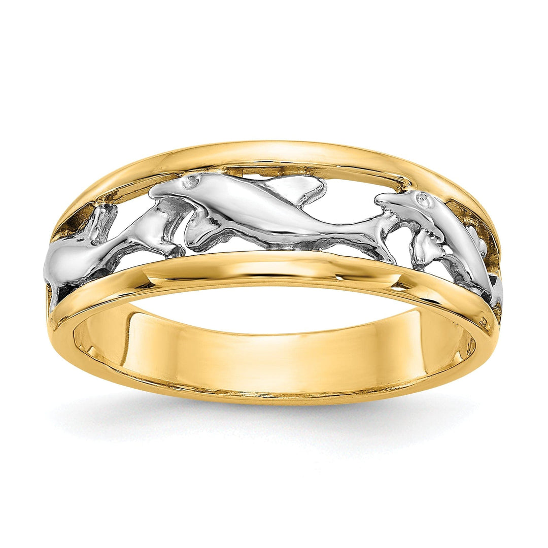 Lovely Rita's Ring Ladies Stock Size 6 Ring Are Refundable 14k Two Tone Gold Dolphin Ring