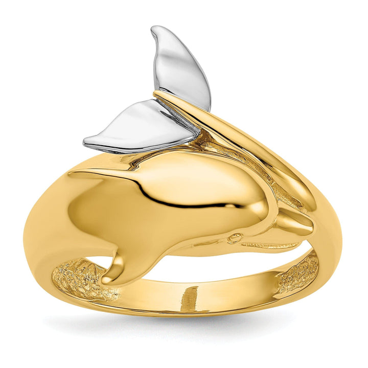 Lovely Rita's Ring Ladies Stock Size 6 Ring Are Refundable 14k Two Tone Gold Polished Dolphin Ring