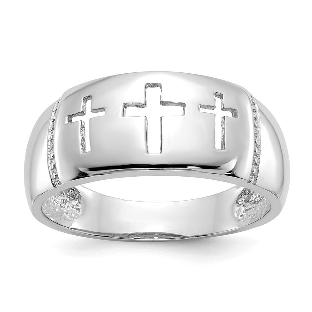 Lovely Rita's Ring Ladies Stock Size 6 Ring Are Refundable 14k White Gold 3 Cross Cut-out Ring