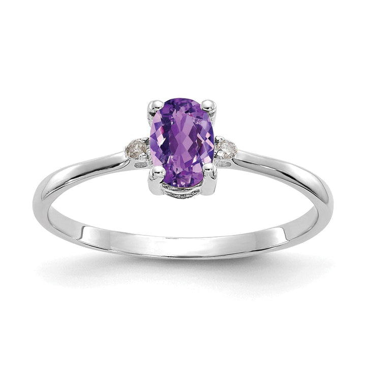 Lovely Rita's Ring Ladies Stock Size 6 Ring Are Refundable 14k White Gold Diamond Amethyst Birthstone Ring