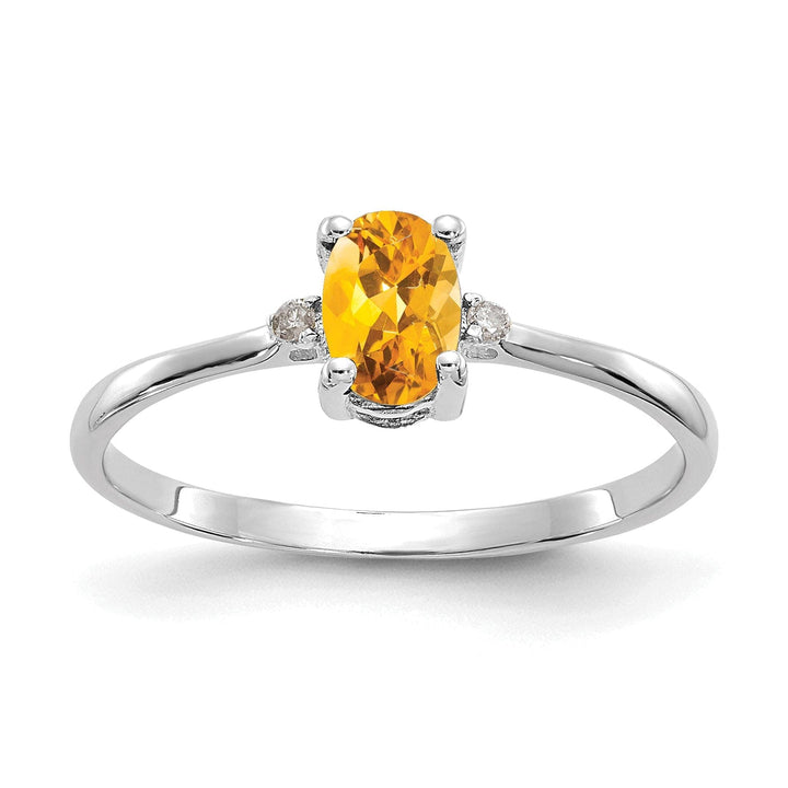 Lovely Rita's Ring Ladies Stock Size 6 Ring Are Refundable 14k White Gold Diamond Citrine Birthstone Ring