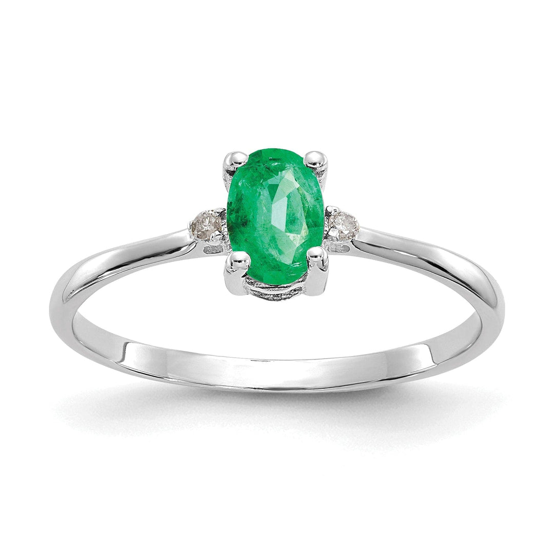 Lovely Rita's Ring Ladies Stock Size 6 Ring Are Refundable 14k White Gold Diamond Emerald Birthstone Ring