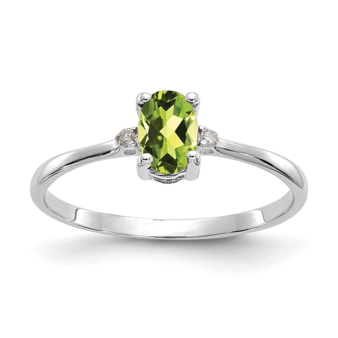 Lovely Rita's Ring Ladies Stock Size 6 Ring Are Refundable 14k White Gold Diamond Peridot Birthstone Ring