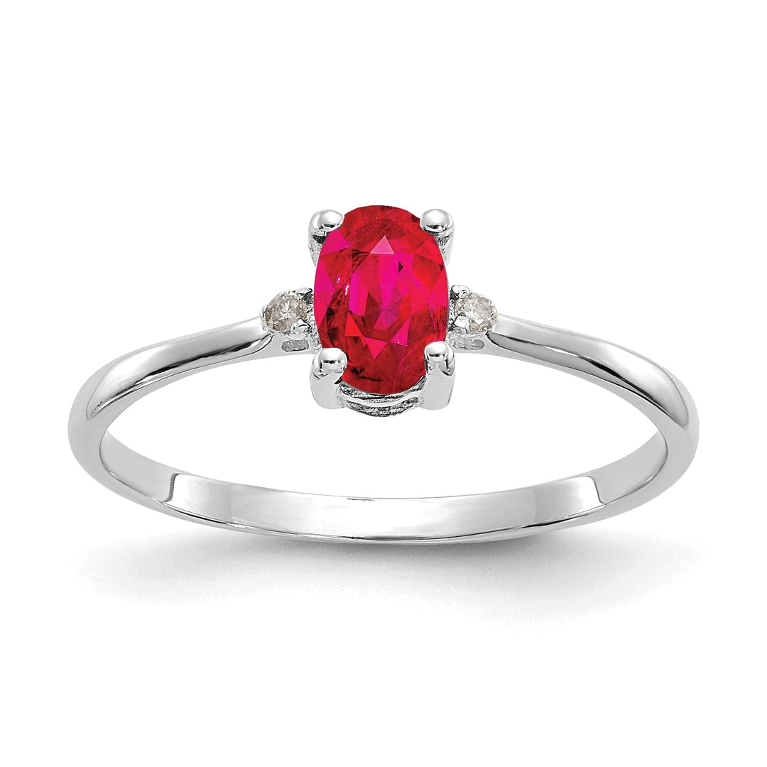 Lovely Rita's Ring Ladies Stock Size 6 Ring Are Refundable 14k White Gold Diamond Ruby Birthstone Ring