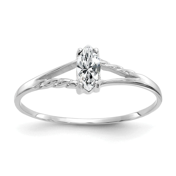 Lovely Rita's Ring Ladies Stock Size 6 Ring Are Refundable 14k White Gold Genuine White Topaz Birthstone Ring