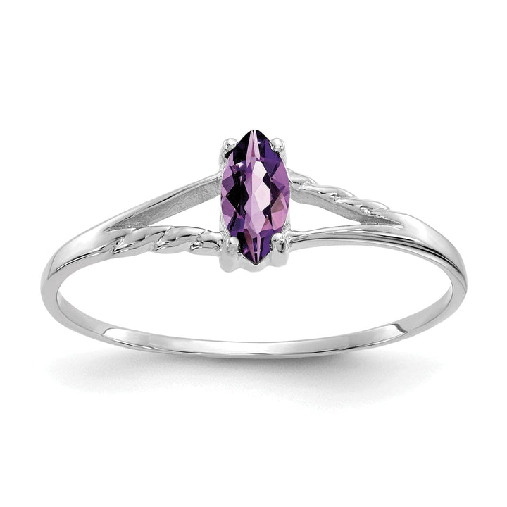 Lovely Rita's Ring Ladies Stock Size 6 Ring Are Refundable 14k White Gold Polished Amethyst Birthstone Ring