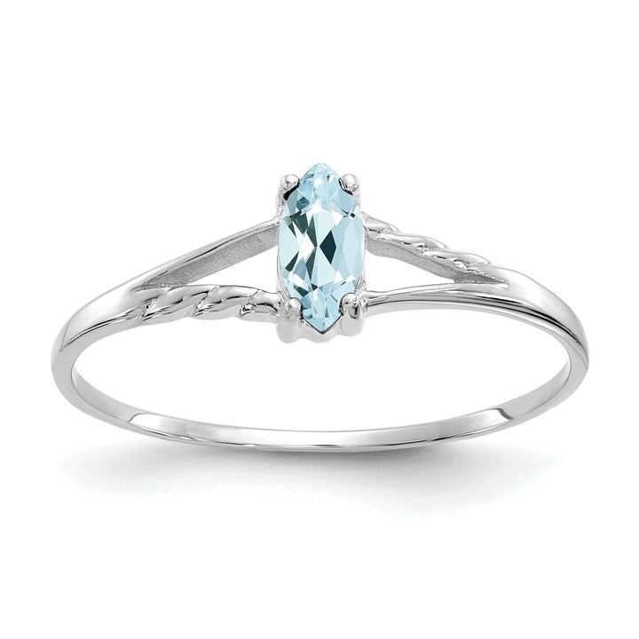 Lovely Rita's Ring Ladies Stock Size 6 Ring Are Refundable 14k White Gold Polished Aquamarine Birthstone Ring