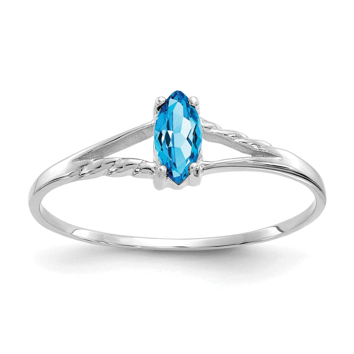 Lovely Rita's Ring Ladies Stock Size 6 Ring Are Refundable 14k White Gold Polished Blue Topaz Birthstone Ring