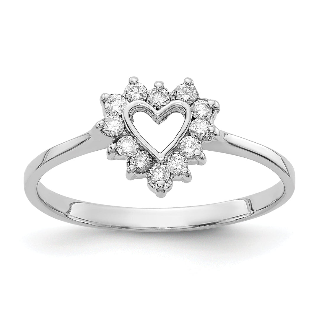 Lovely Rita's Ring Ladies Stock Size 6 Ring Are Refundable 14k White Gold Polished Diamond Heart Ring