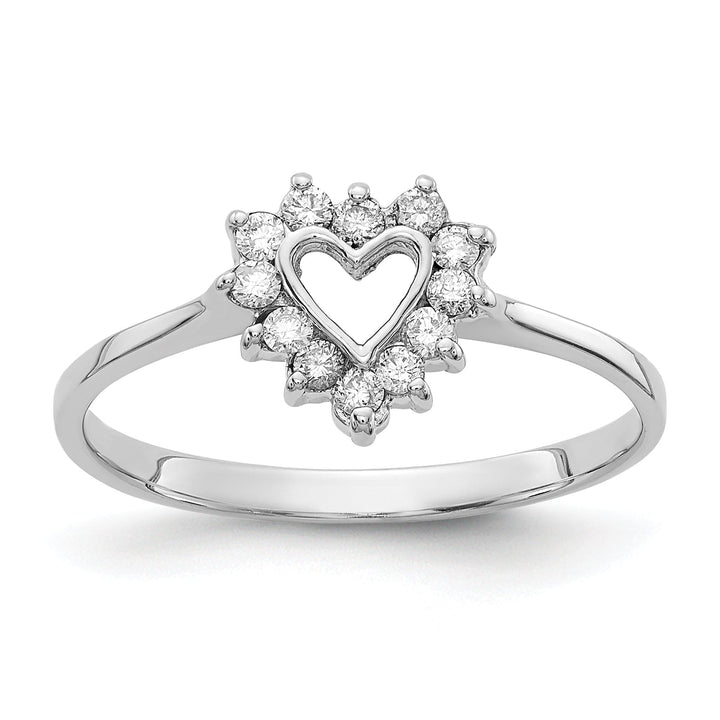 Lovely Rita's Ring Ladies Stock Size 6 Ring Are Refundable 14k White Gold Polished Diamond Heart Ring