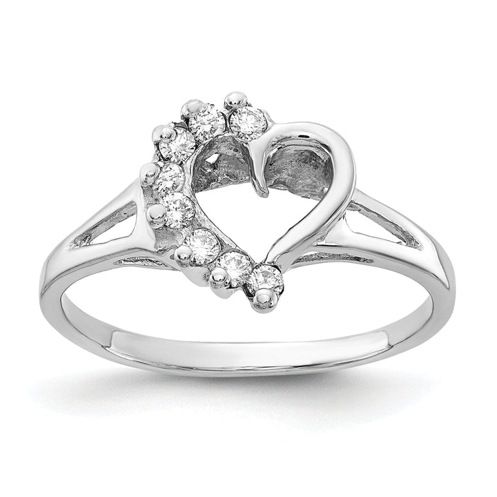 Lovely Rita's Ring Ladies Stock Size 6 Ring Are Refundable 14k White Gold Polished Diamond Heart Ring