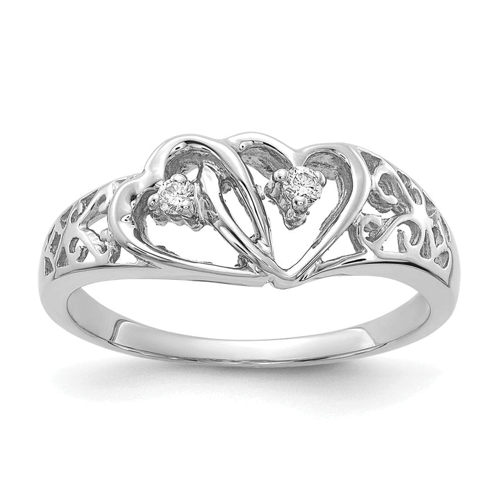 Lovely Rita's Ring Ladies Stock Size 6 Ring Are Refundable 14k White Gold Polished Diamond Heart Ring