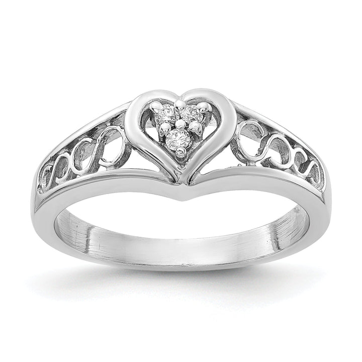 Lovely Rita's Ring Ladies Stock Size 6 Ring Are Refundable 14k White Gold Polished Diamond Heart Ring