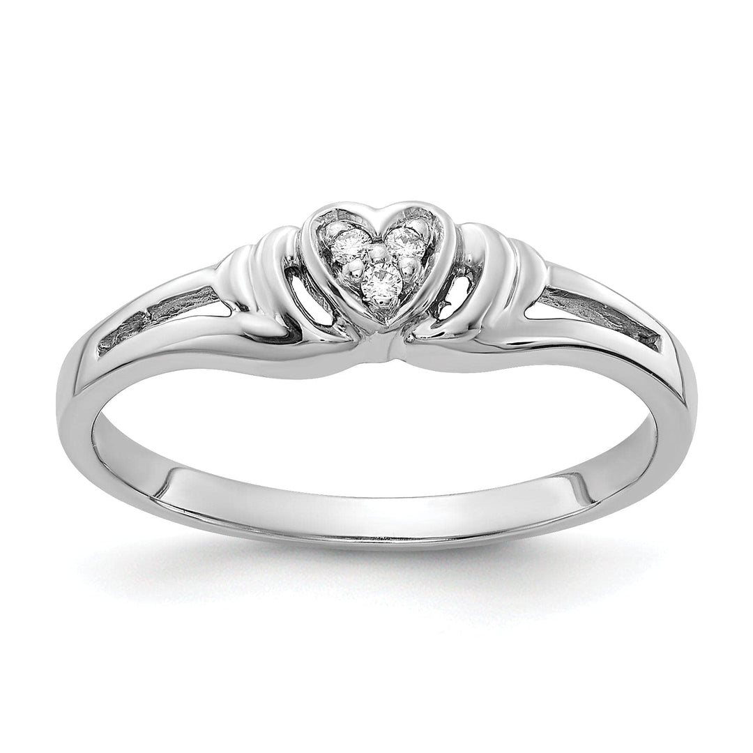 Lovely Rita's Ring Ladies Stock Size 6 Ring Are Refundable 14k White Gold Polished Diamond Heart Ring