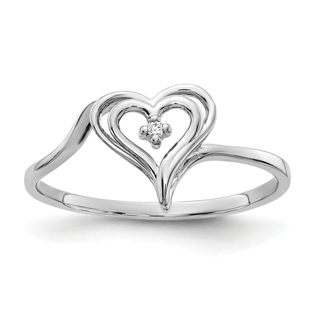 Lovely Rita's Ring Ladies Stock Size 6 Ring Are Refundable 14k White Gold Polished Diamond Heart Ring