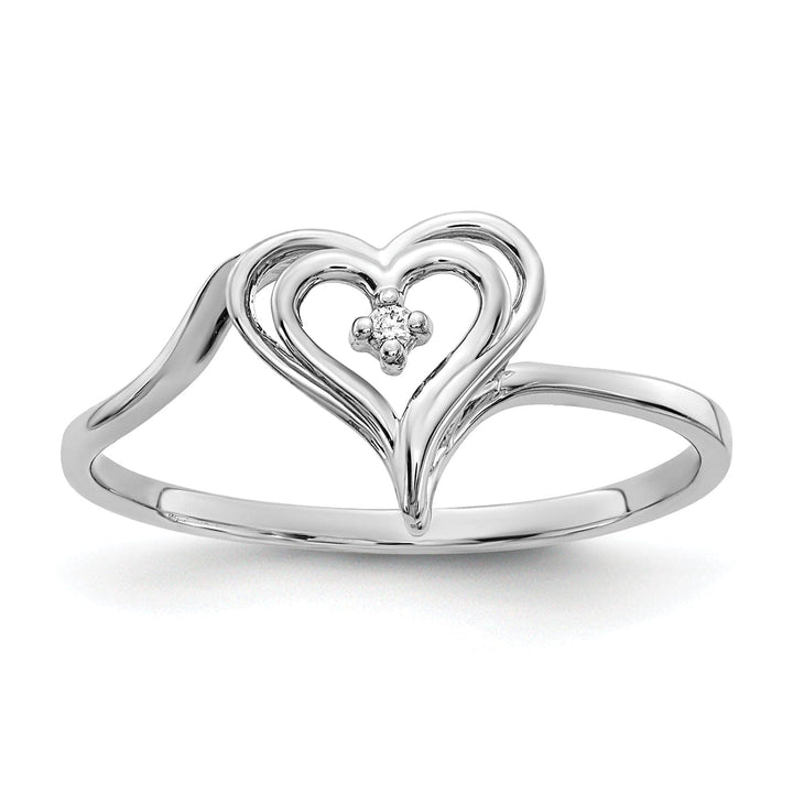 Lovely Rita's Ring Ladies Stock Size 6 Ring Are Refundable 14k White Gold Polished Diamond Heart Ring