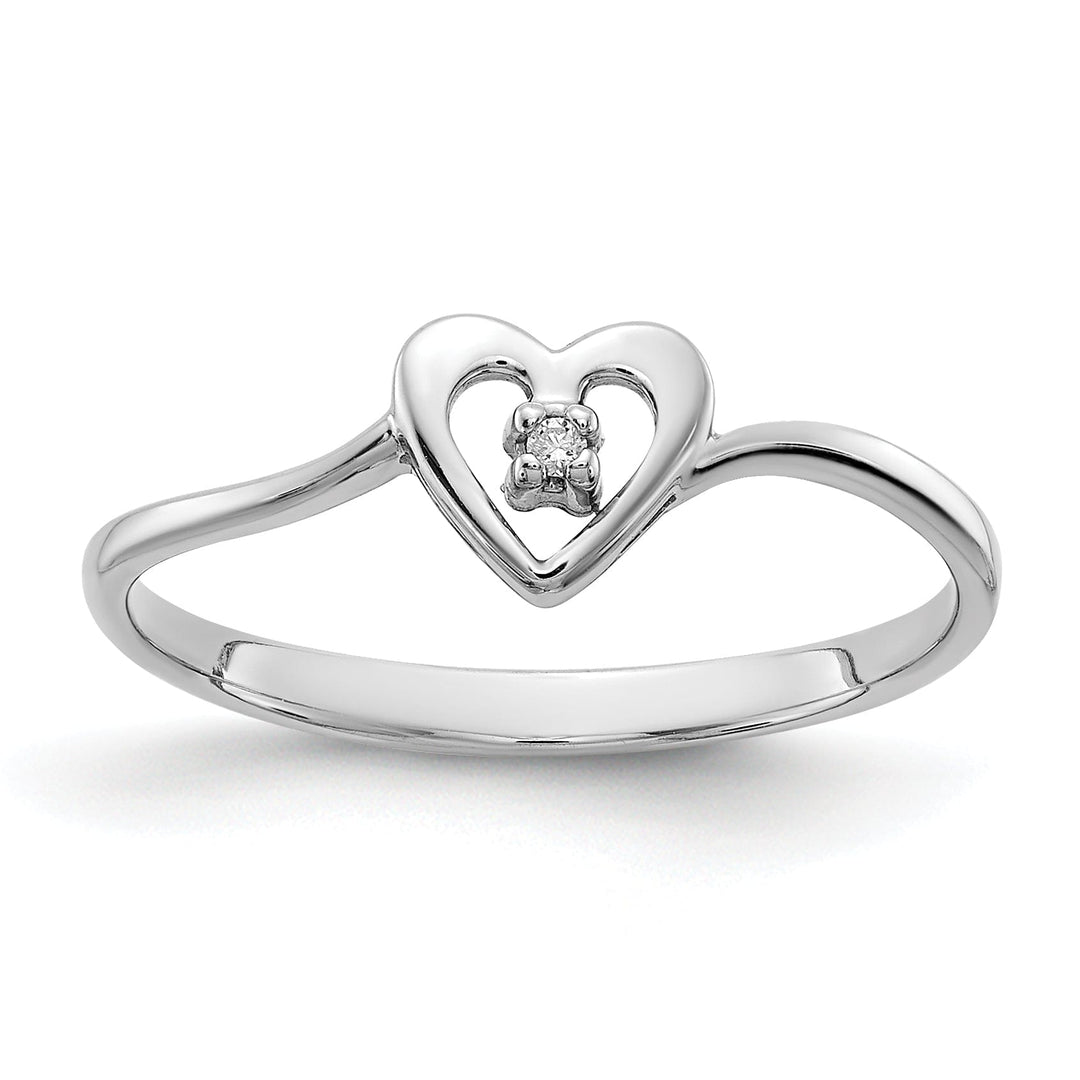 Lovely Rita's Ring Ladies Stock Size 6 Ring Are Refundable 14k White Gold Polished Diamond Heart Ring