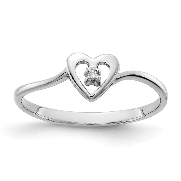Lovely Rita's Ring Ladies Stock Size 6 Ring Are Refundable 14k White Gold Polished Diamond Heart Ring