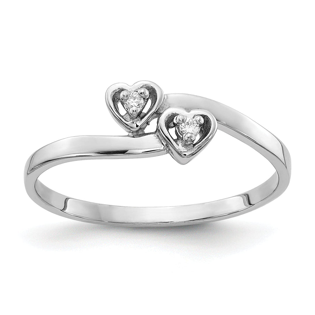 Lovely Rita's Ring Ladies Stock Size 6 Ring Are Refundable 14k White Gold Polished Diamond Heart Ring