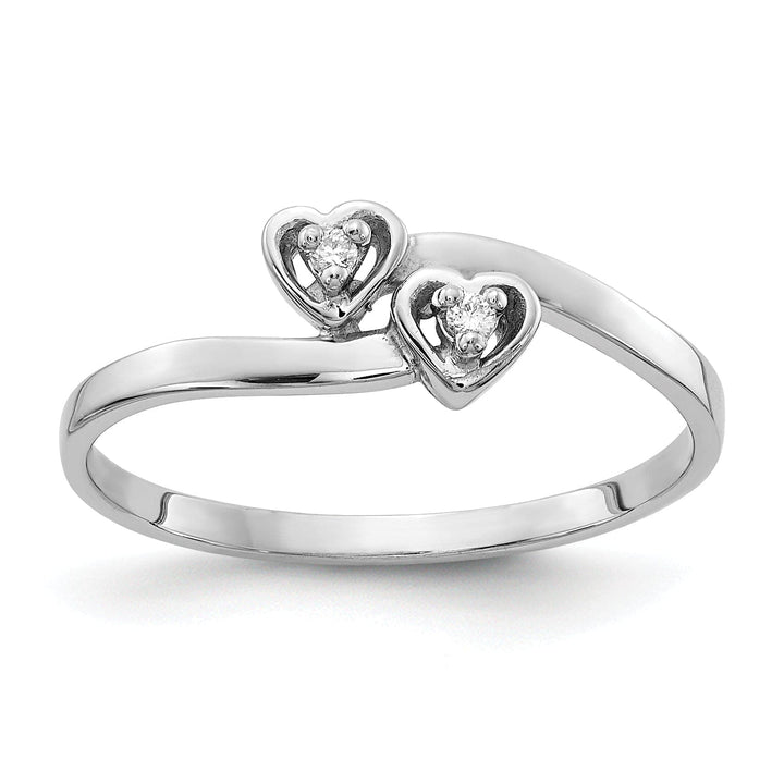 Lovely Rita's Ring Ladies Stock Size 6 Ring Are Refundable 14k White Gold Polished Diamond Heart Ring