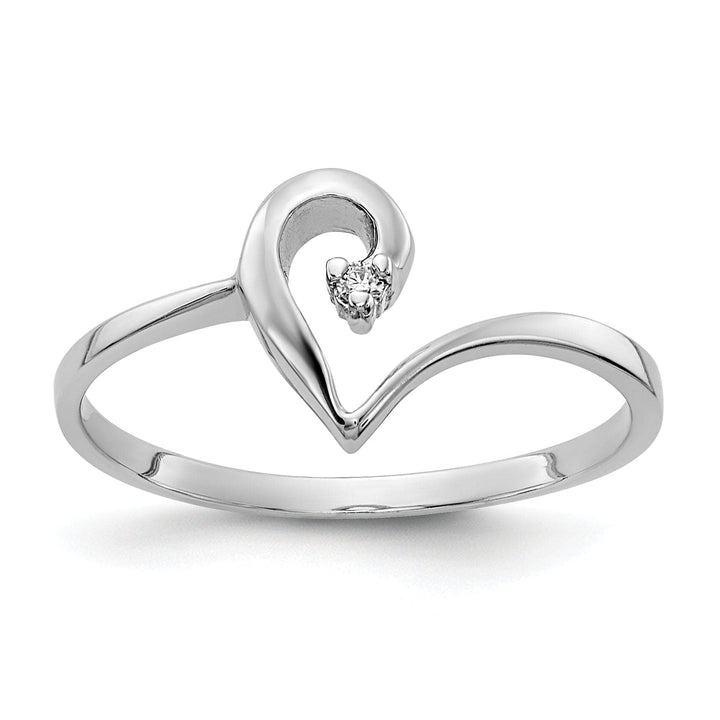 Lovely Rita's Ring Ladies Stock Size 6 Ring Are Refundable 14k White Gold Polished Diamond Heart Ring
