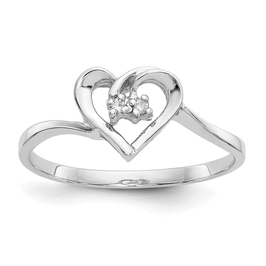 Lovely Rita's Ring Ladies Stock Size 6 Ring Are Refundable 14k White Gold Polished Diamond Heart Ring