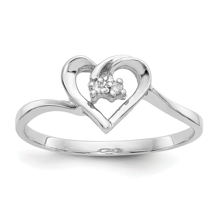 Lovely Rita's Ring Ladies Stock Size 6 Ring Are Refundable 14k White Gold Polished Diamond Heart Ring