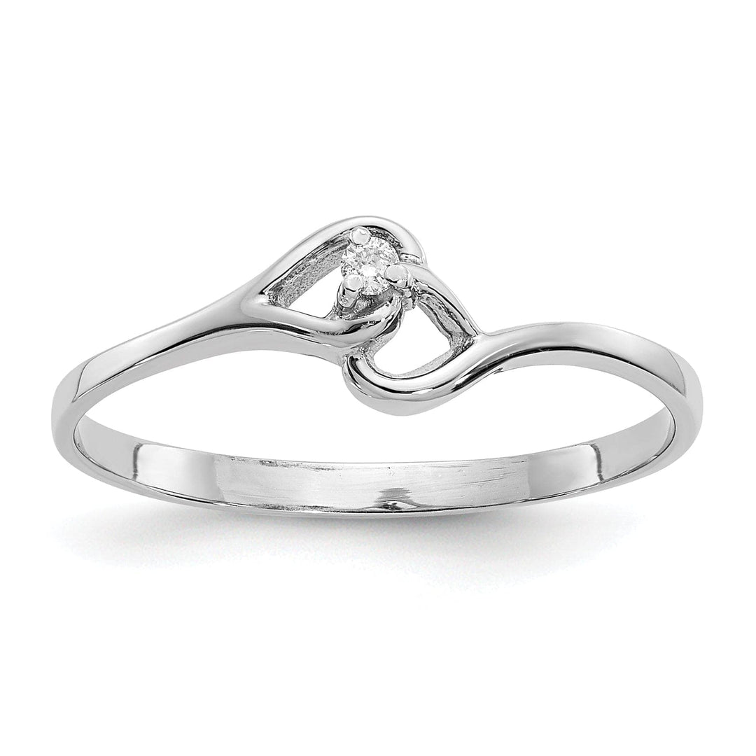Lovely Rita's Ring Ladies Stock Size 6 Ring Are Refundable 14k White Gold Polished Diamond Heart Ring