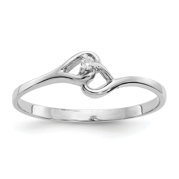 Lovely Rita's Ring Ladies Stock Size 6 Ring Are Refundable 14k White Gold Polished Diamond Heart Ring